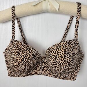 Shade & Shore Leopard Lift Underwire Padded push-up  Bikini Top Size 36C